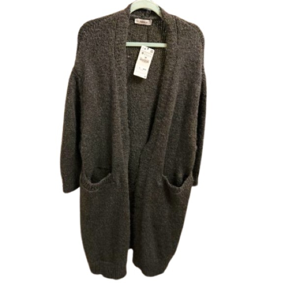 Zara cardigan grey sweater , alpaca and wool blend. Dropped shoulder. Size M. - Picture 1 of 14